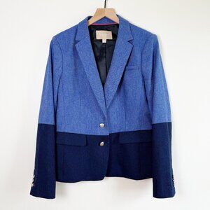 Banana Republic Hack Jacket Blue and Navy Women's Wool Blend Blazer Size 14